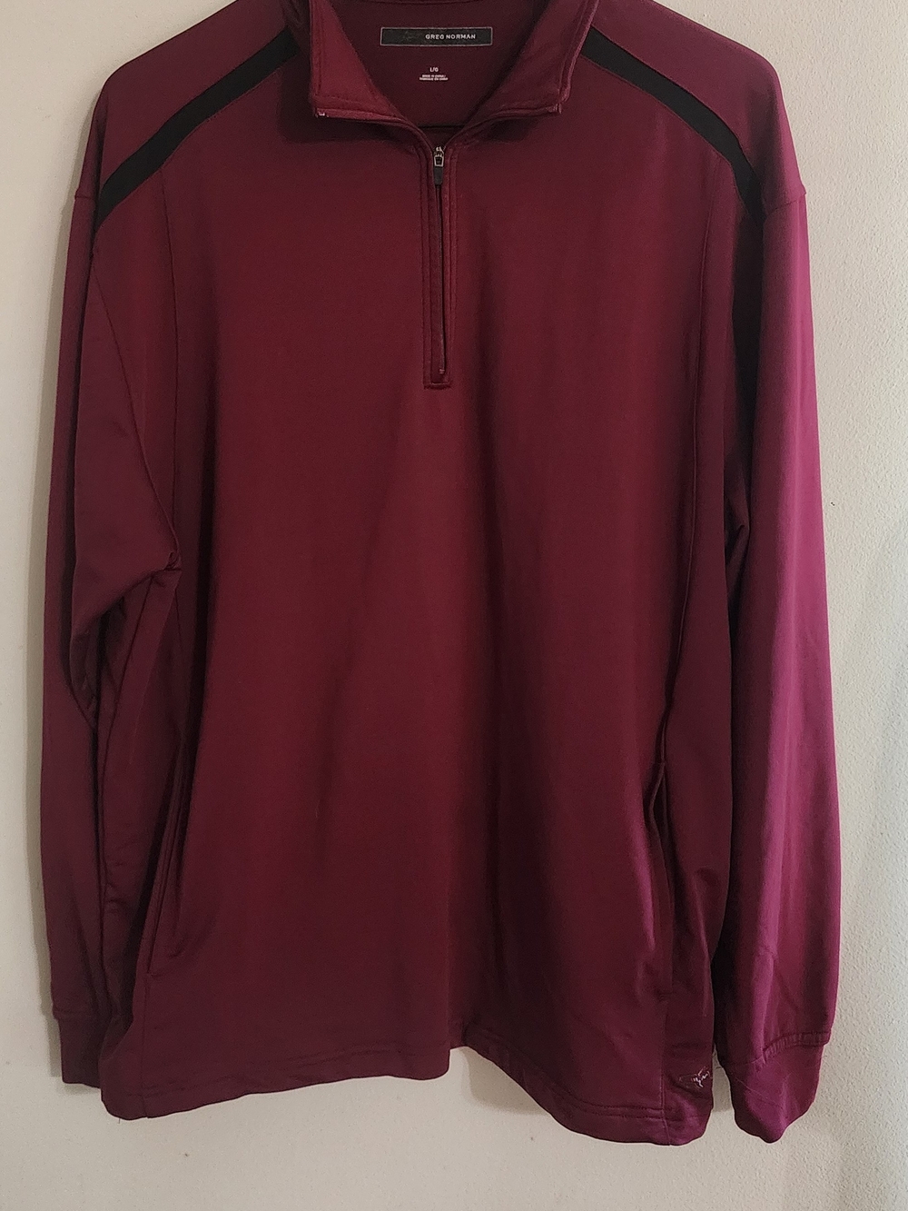 Greg Norman Burgundy Maroon Quarter Zip Pullover Long Sleeve Athletic Top Sz L